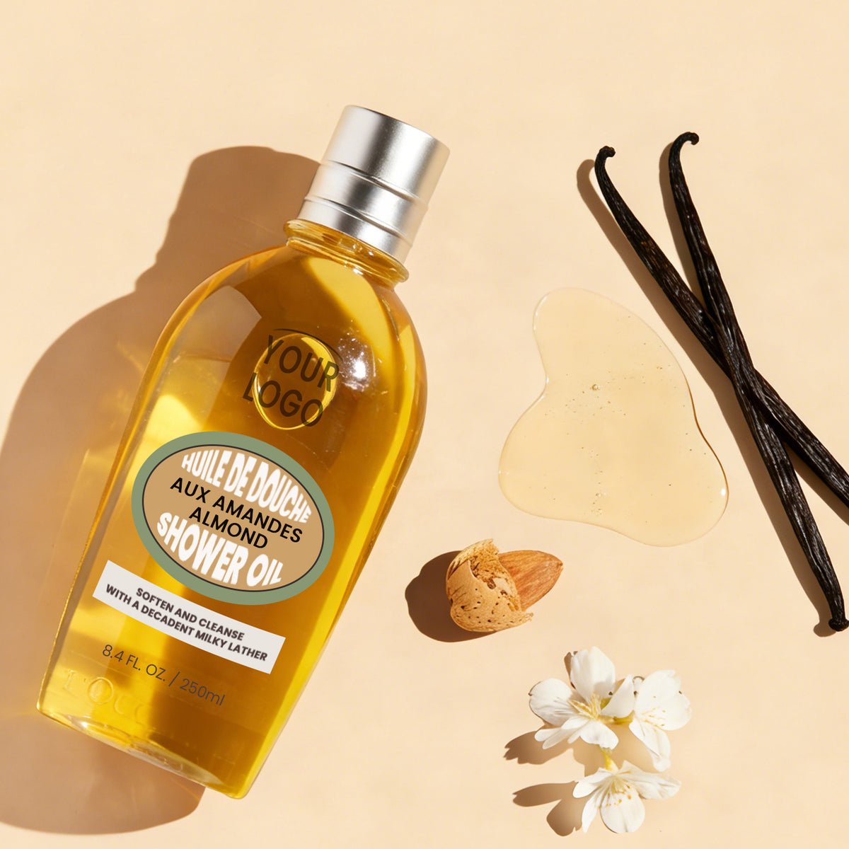 Private Label Almond Shower Oil Nourishing Cleansing Oil Normal Dry Skin