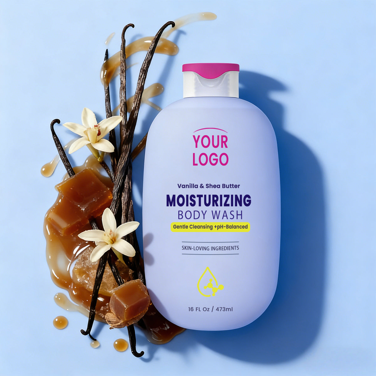 Private Label Vanilla Shea Butter Moisturizing Body Wash pH Balanced
