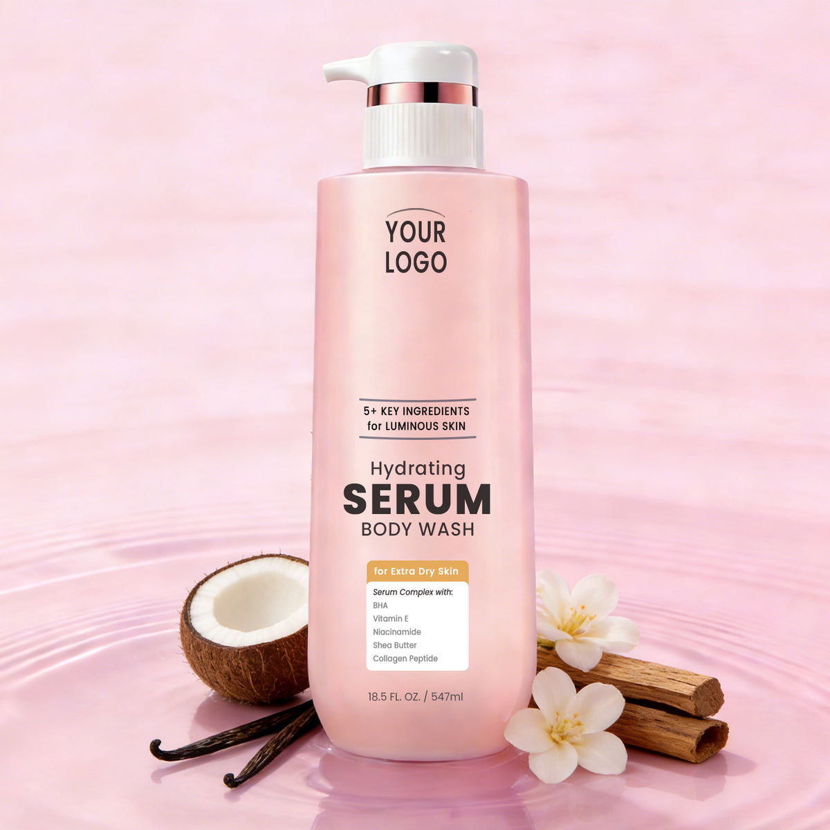 Private Label Hydrating Serum Body Wash 5+ Ingredient Complex Extra Dry Skin
