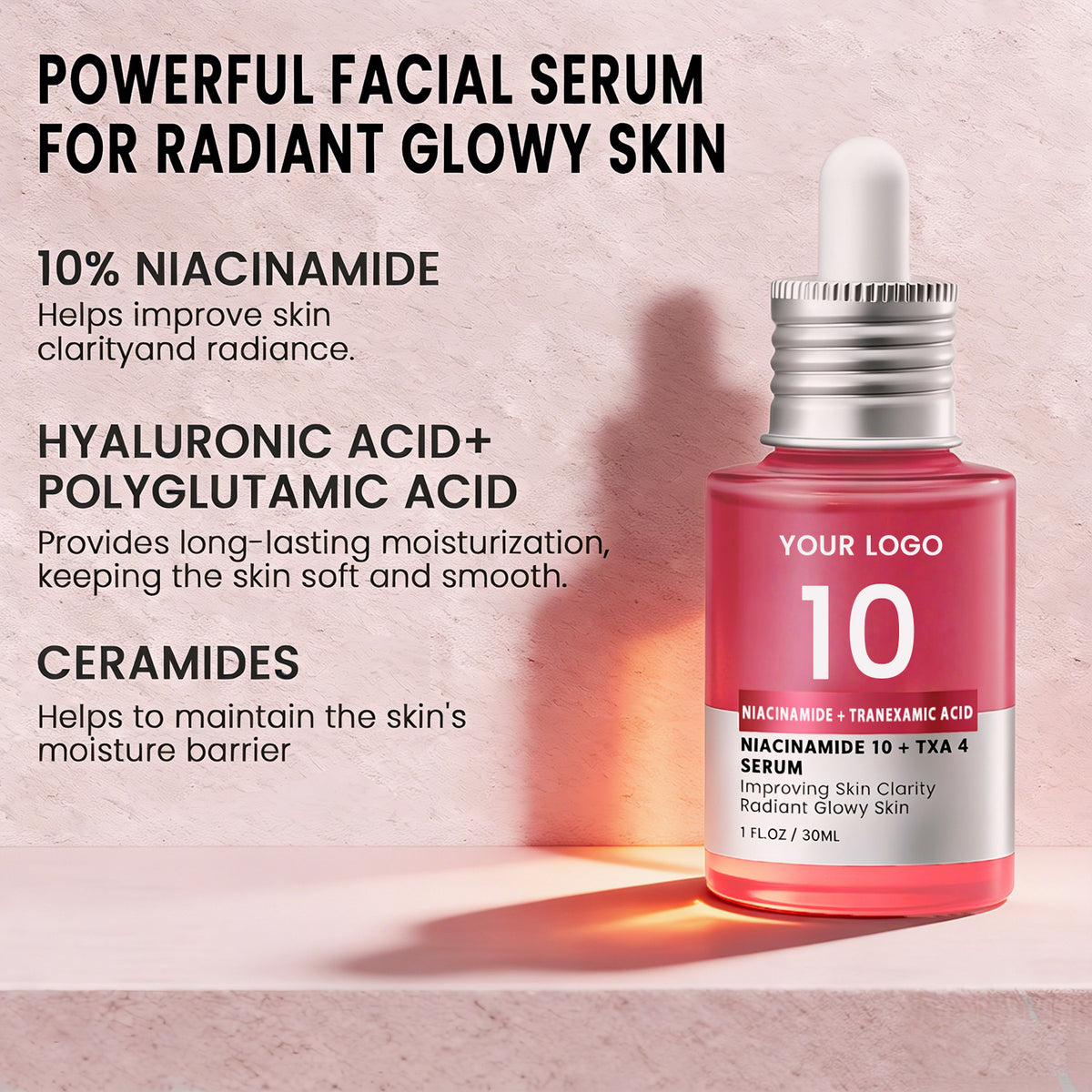Private Label Niacinamide 10 TXA 4 Serum Brightening Glow Facial Serum