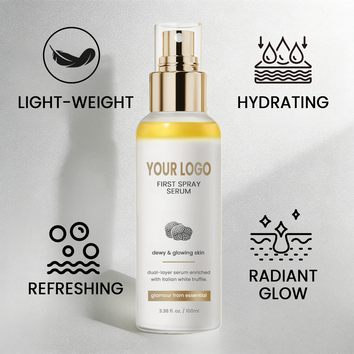 Private Label All in One Glow Spray Toner Serum Setting Mist
