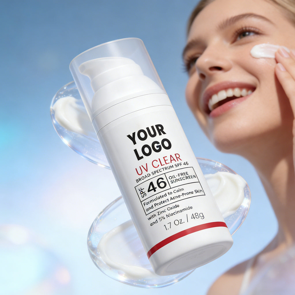 Private Label Oil Free Sunscreen Zinc Oxide SPF 46 Niacinamide UV Clear