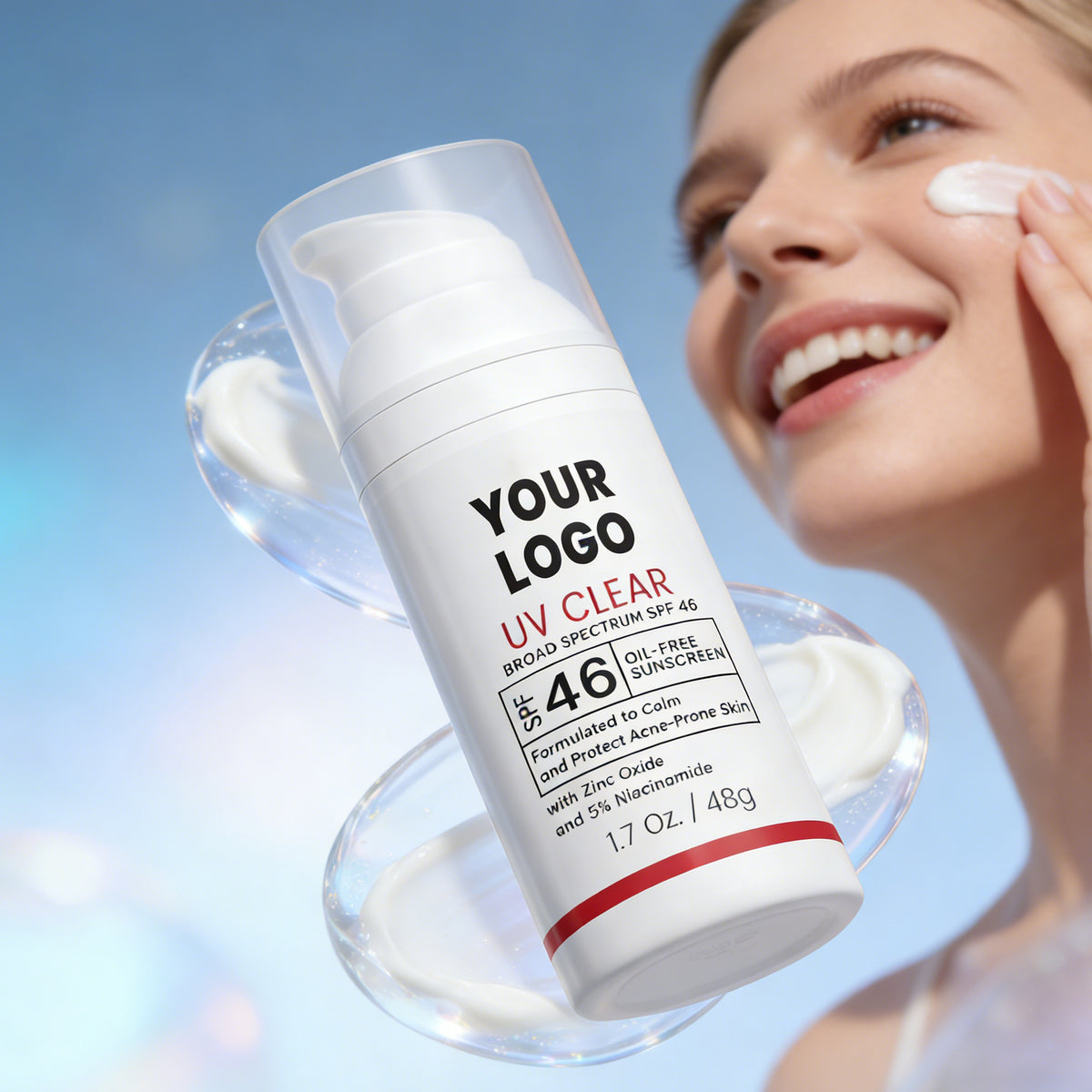 Private Label Oil Free Sunscreen Zinc Oxide SPF 46 Niacinamide UV Clear