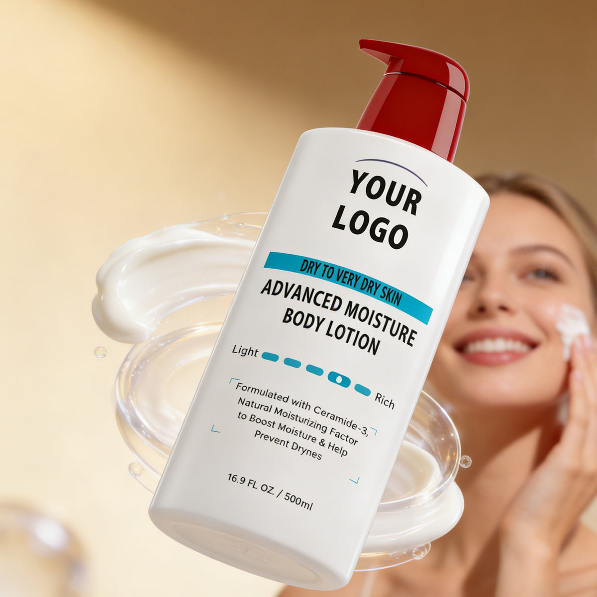 Private Label Daily Moisturizing Body Lotion Hyaluronic Acid Ceramides 24H