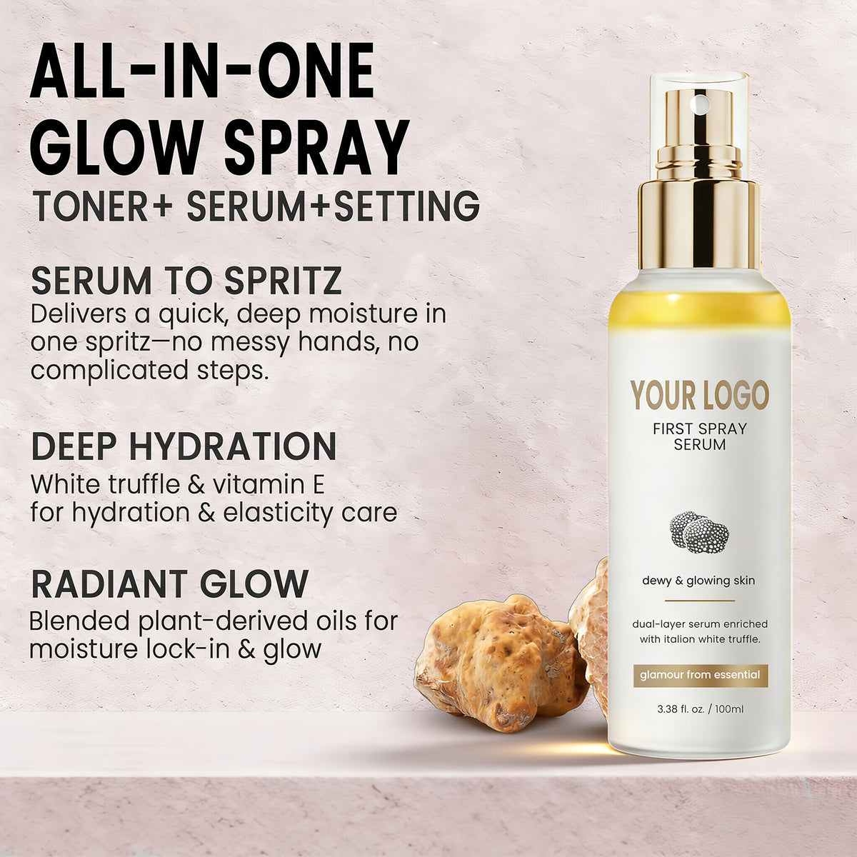 Private Label All in One Glow Spray Toner Serum Setting Mist