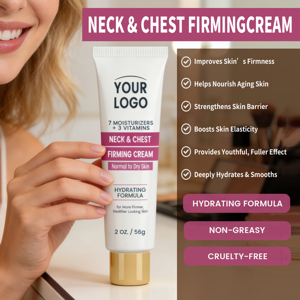 Private Label Neck and Chest Firming Cream 7 Moisturizers 3 Vitamins Hydrating