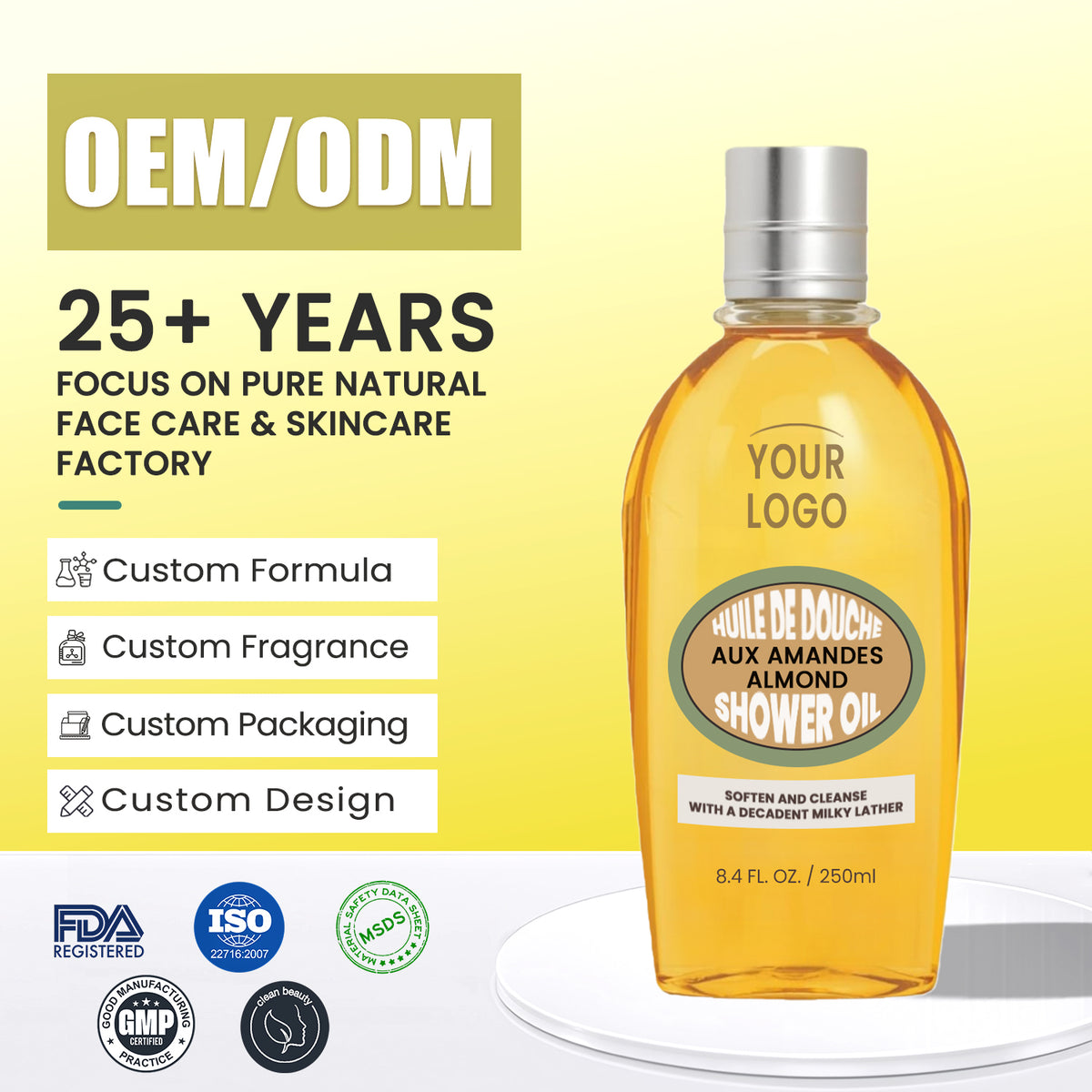 Private Label Almond Shower Oil Nourishing Cleansing Oil Normal Dry Skin