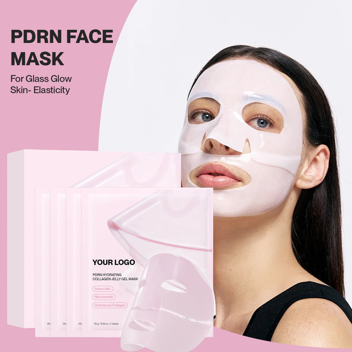 Private Label PDRN Face Mask Collagen Jelly Gel Mask Glass Glow