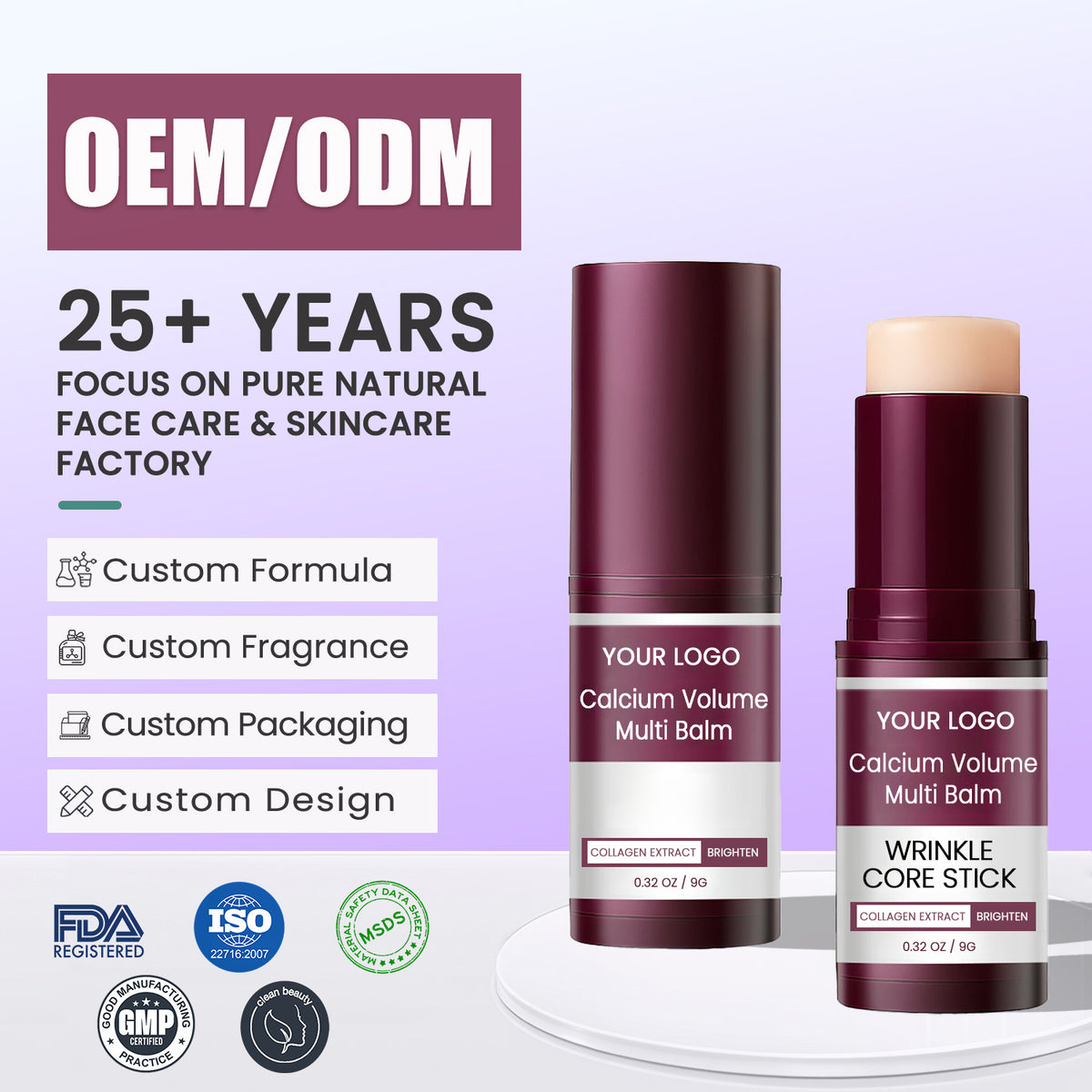 Private Label Calcium Volume Multi Balm Wrinkle Core Stick Collagen