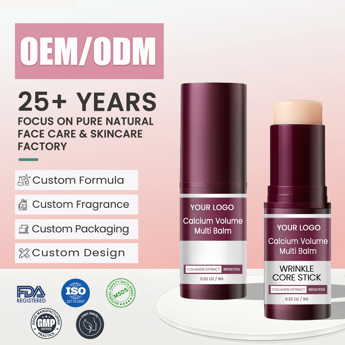 Private Label Calcium Volume Multi Balm Wrinkle Core Stick Collagen