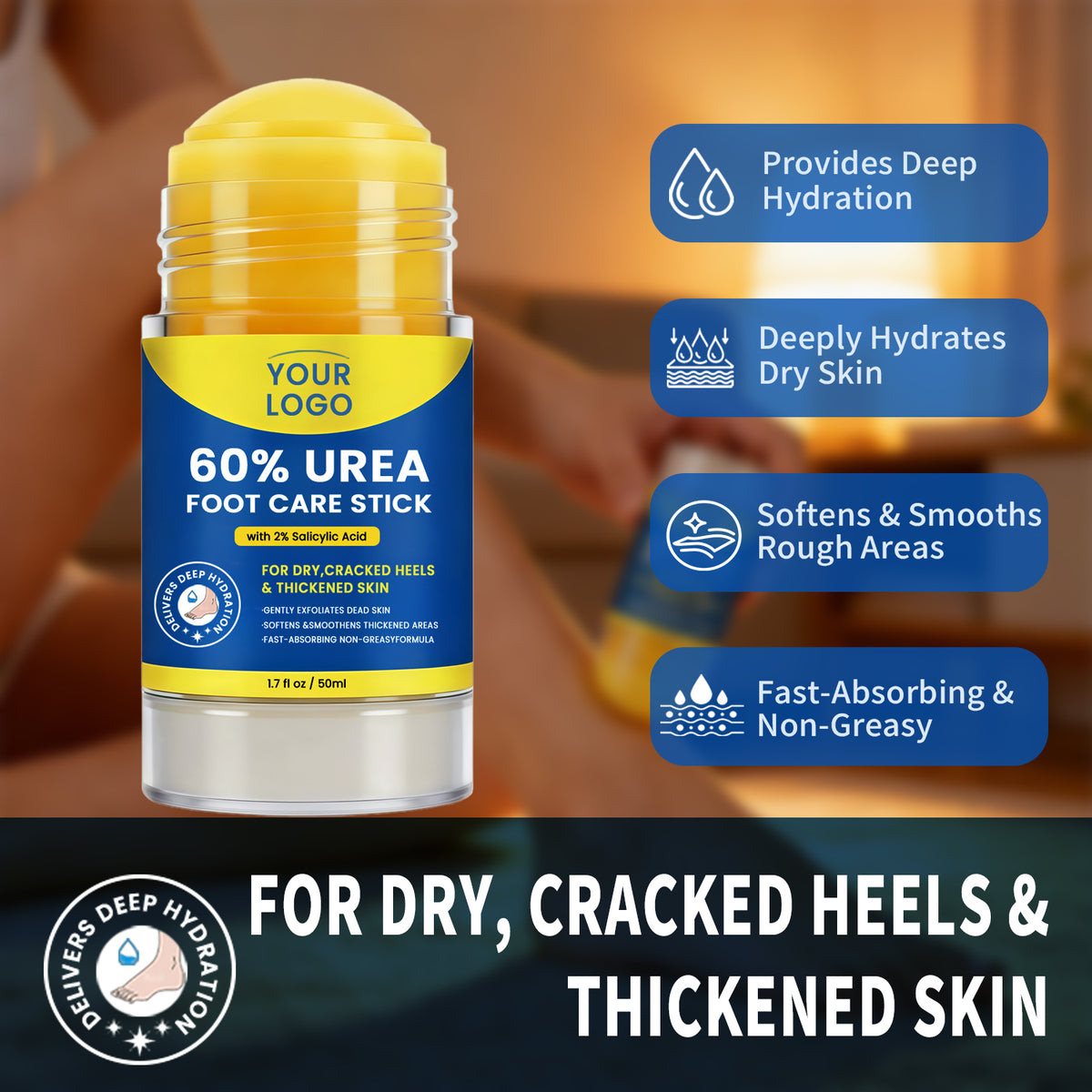 Private Label 60% Urea Foot Care Stick Salicylic Acid Dry Cracked Heels