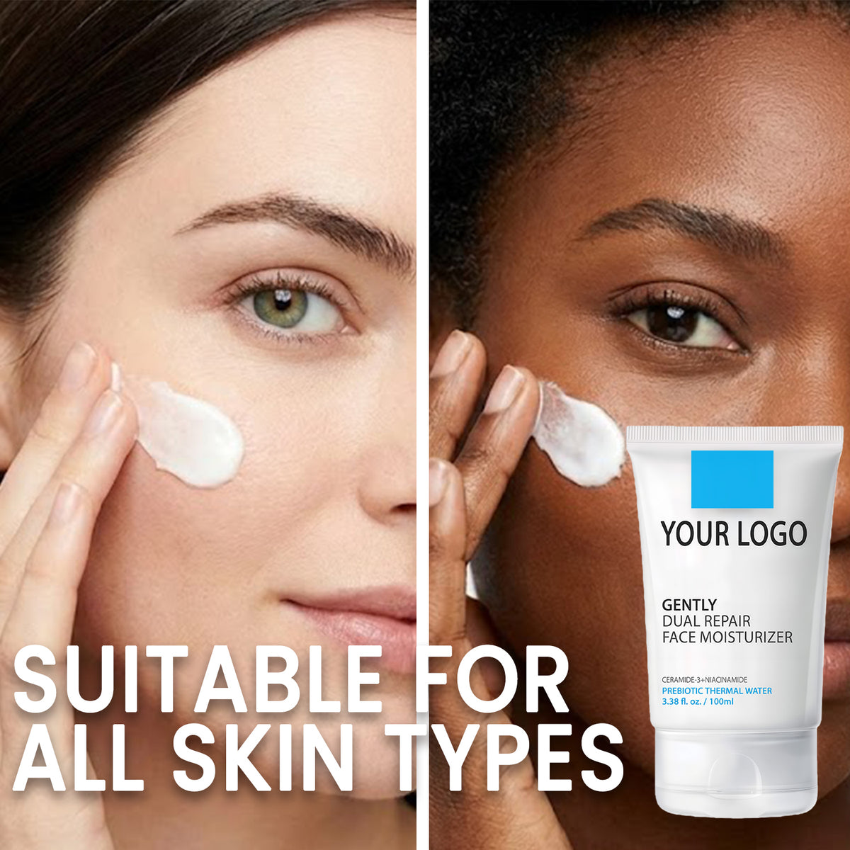 Private Label Dual Repair Face Moisturizer Ceramide Niacinamide Barrier Cream