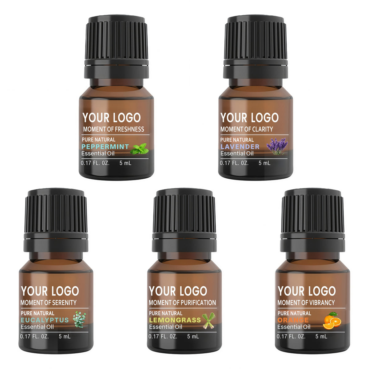 Private Label Pure Essential Oil Series Grapefruit Tea Tree Rose Organic