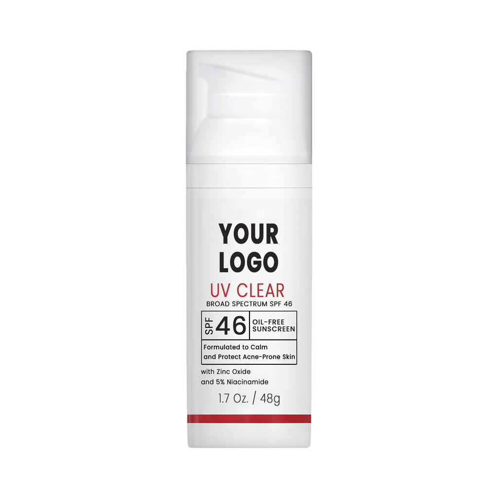 Private Label Oil Free Sunscreen Zinc Oxide SPF 46 Niacinamide UV Clear