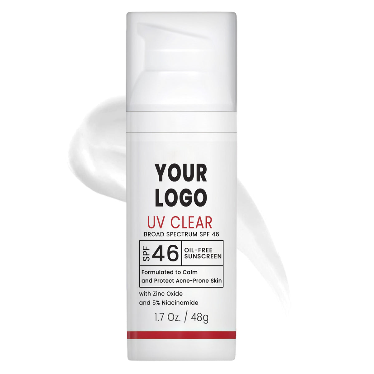 Private Label Oil Free Sunscreen Zinc Oxide SPF 46 Niacinamide UV Clear