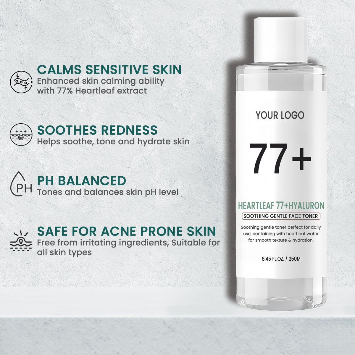 Private Label Heartleaf 77 Hyaluron Soothing Gentle Face Toner