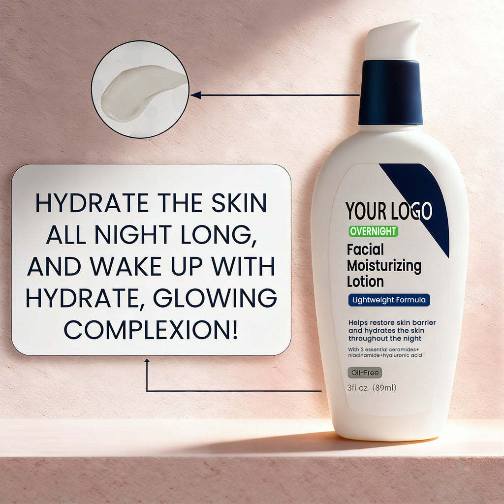 Private Label Overnight Facial Moisturizing Lotion Ceramide Niacinamide Oil Free